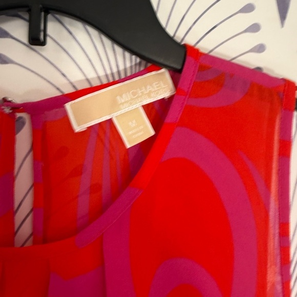 Michael Kors Red and Purple Swirl Sleeveless Top size medium - Picture 2 of 5
